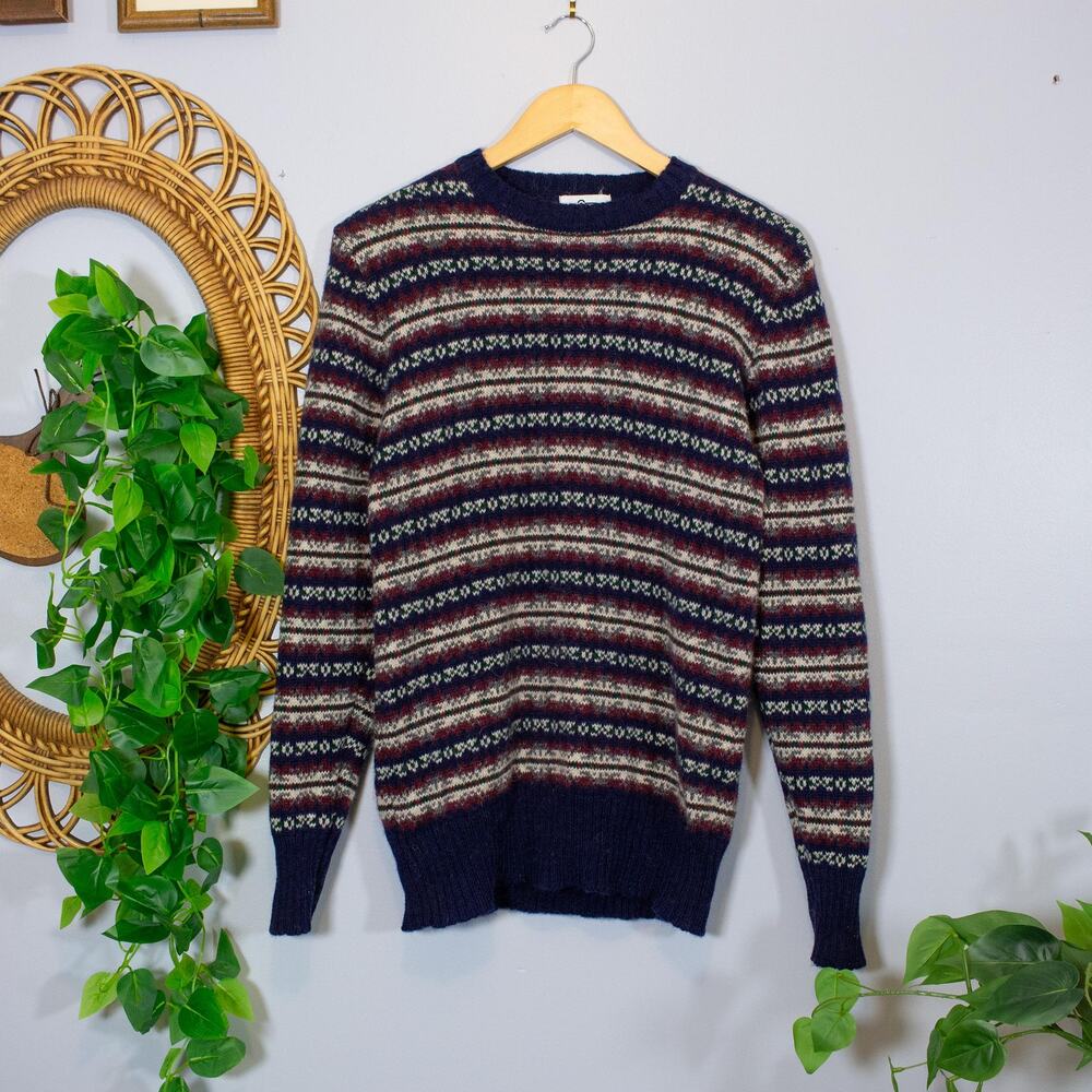 VTG Woolrich Fair Isle Stripe Wool Crewneck Sweater Heritage Unisex True Winter
